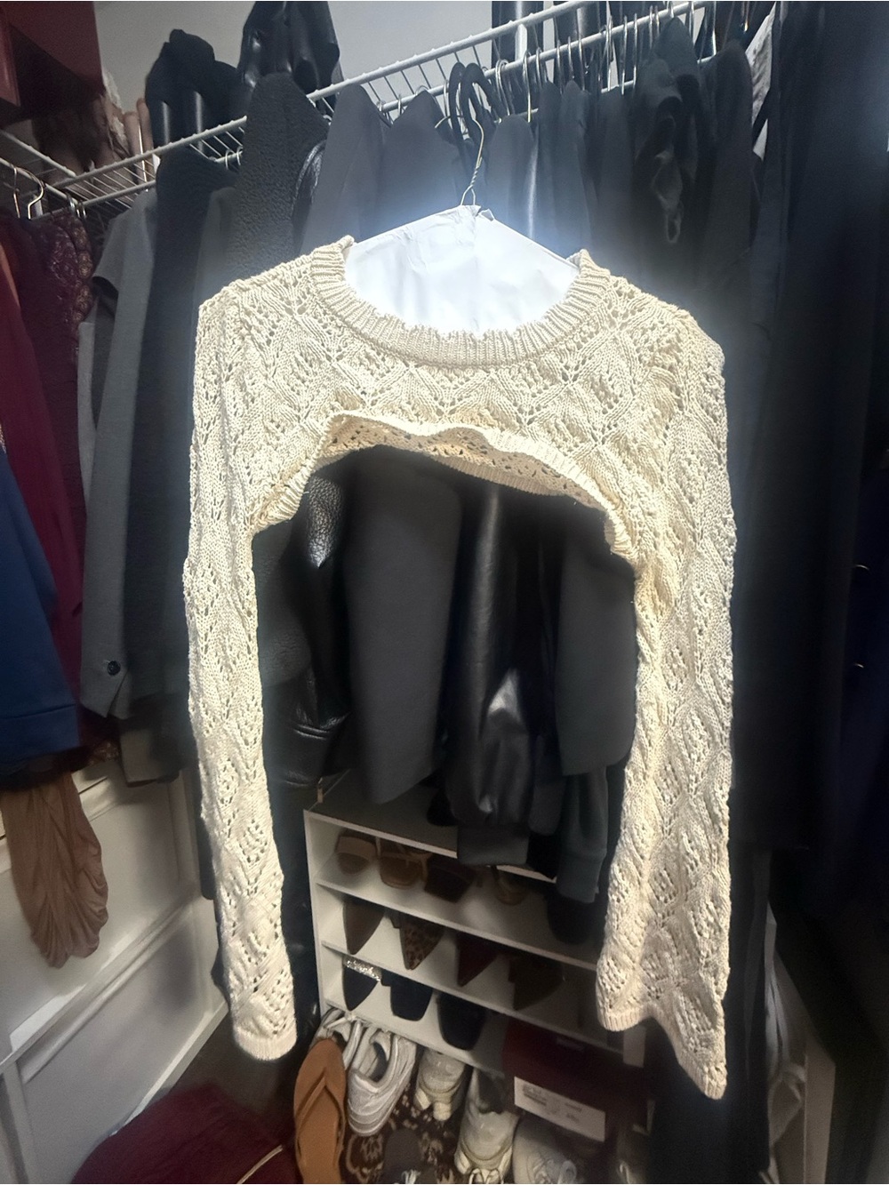 Forever 21 Cream Open-Knit Cropped Sweater Shrug